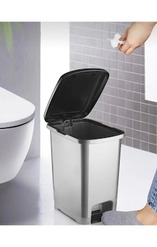 Umbex Pedallı 40 Litre Gri Banyo Mutfak Çöp Kovası Çöp Kutusu Siyah Kapaklı Siyah
