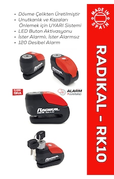 Rk10 Dövme Çelik Onaylı Motosiklet Disk Kilit Alarmı 120db Güçlendirilmiş Su Geçirmez Kilit Disk Kilidi