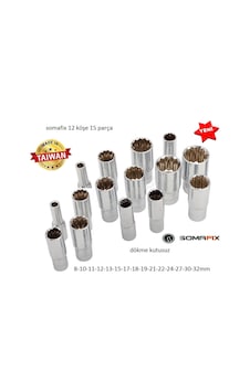 Somafix1/2 Lokma Takımı 12 Köşe Derin Lokma Dökme 15 Parça Somafix1/2 Lokma Takımı 12 Köşe Derin Lokma Dökme 15 Parça