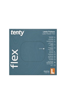 Tenty Flex Lateks Pudrasız Muayene Eldiveni Large-100lü Kutu 4 Adet Krem