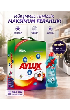 Aylux Toz Deterjan 4 x 3 KG + Yüzey Temizleyici 600 ML