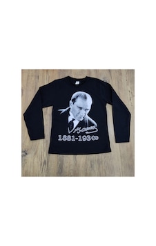 Çello Mello Unisex Çocuk Uzun Kollu Siyah Atatürklü Tişört Siyah Siyah Çello Mello Unisex Çocuk Uzun Kollu Siyah Atatürklü Tişört Siyah Siyah