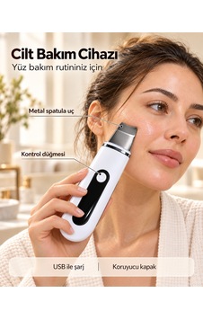 Yüz Bakım Rutini İçin Metal Uçlu Usb Şarjlı Beyaz Cilt Bakım Cihazı - Lisinya Yüz Bakım Rutini İçin Metal Uçlu Usb Şarjlı Beyaz Cilt Bakım Cihazı - Lisinya
