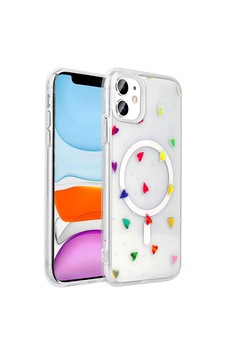 Apple Uyumlu iPad iPhone 11 Kılıf M-safe Şarj Özellikli Şeffaf Zore Folk Sert Kapak Kalp Apple Uyumlu iPad iPhone 11 Kılıf M-safe Şarj Özellikli Şeffaf Zore Folk Sert Kapak Kalp