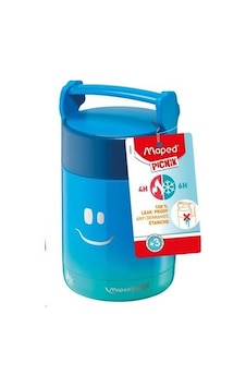 Maped Picnik Gülen Yüz Çelik Yemek Termosu (Sefer Tası) 350 Ml Mavi Çok Renkli