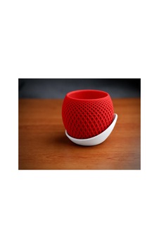 Alvera Küre Saksı 3d Baskı Kafes Dokulu Iki Parçalı Dekoratif Saksı - Kırmızı-beyaz Alvera Küre Saksı 3d Baskı Kafes Dokulu Iki Parçalı Dekoratif Saksı - Kırmızı-beyaz