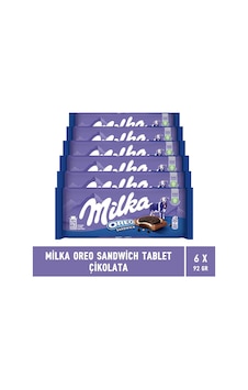 Milka Oreo Bisküvili Sütlü Tablet Çikolata 92 G 6 Adet
