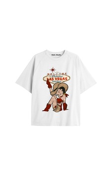 Kalic Studio Betty Boop Las Vegas Oversize T-shirt Beyaz Kalic Studio Betty Boop Las Vegas Oversize T-shirt Beyaz