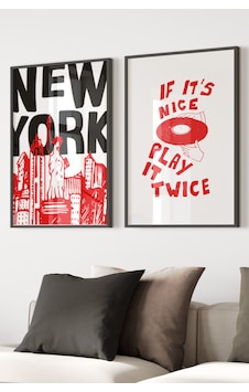 2'li New York And Music Dekoratif Poster Tablo Siyah Çerçeveli 2'li New York And Music Dekoratif Poster Tablo Siyah Çerçeveli