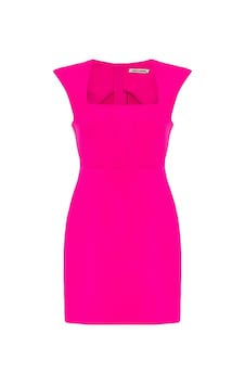 Ollacollection Vatkalı Kare Yaka Elbise Pembe Ollacollection Vatkalı Kare Yaka Elbise Pembe
