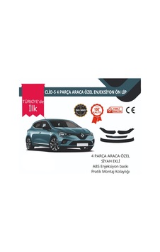 Renault Clio 5 2019 Sonrası 4 Parça Ön Lip Siyah
