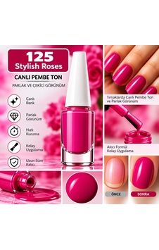 Nail Enamel Oje-125 Gül Pembe - 9043220542678 125 Stylish Roses Nail Enamel Oje-125 Gül Pembe - 9043220542678 125 Stylish Roses