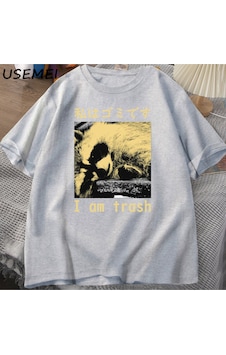 Flood Of Style Ben Çöp Japon Rakun Baskı T-shirt Harajuku Vintage Yüksek Kalite Pamuk Kısa Kollu Tişört Erke Gri Flood Of Style Ben Çöp Japon Rakun Baskı T-shirt Harajuku Vintage Yüksek Kalite Pamuk Kısa Kollu Tişört Erke Gri