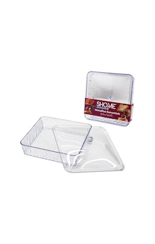 Shome Monalina Sunumluk Kare Plastik Oval Kenar Mika Kristal Şeffaf Kapaklı - 24'li Paket Diğer