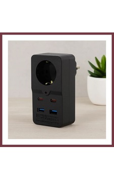 Storeşahin Termal Akım Korumalı Duvar Prizi - 1 Priz, 2xusb, 2xtype-c 10a/2500w Siyah Shn0720 Storeşahin Termal Akım Korumalı Duvar Prizi - 1 Priz, 2xusb, 2xtype-c 10a/2500w Siyah Shn0720