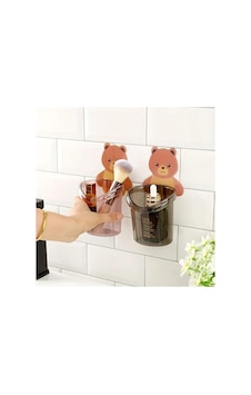 Arvale 2 Adet Ayı Figürlü Diş Fırçalık Organizer Ve Askılık 2 Si Füme
