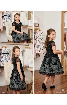 Najmaddin.com Baby 6-7-8 Yaş Yakma Baskı Simli Çocuk Elbisesi Najmaddin Siyah Najmaddin.com Baby 6-7-8 Yaş Yakma Baskı Simli Çocuk Elbisesi Najmaddin Siyah