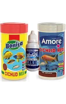 CichlidRed Granules 250ml Kutu ve CichlidMix 250ml +SuDüzenleyici
