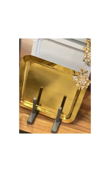 Taşlı Gold Sunum Tepsisi 6 Adet Altın