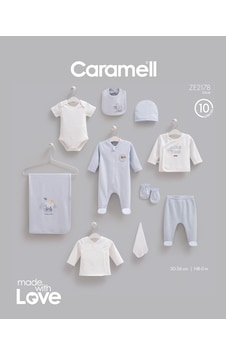 Caramell Moving Car 10 Parça Hastane Çıkışı Zıbın Seti Mavi renkli Caramell Moving Car 10 Parça Hastane Çıkışı Zıbın Seti Mavi renkli