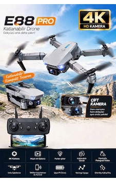 4k Çift Kameralı Katlanabilir Drone Wifi App Kontrollü Fpv Quadcopter 2 Bataryalı