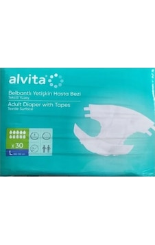 Alvita Tekstil Yüzeyli Belbantlı Hasta Bezi Large 30'lu L