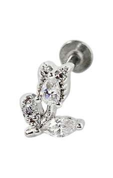 Cerrahi Çelik Taşlı Lale Piercing Gümüş Cerrahi Çelik Taşlı Lale Piercing Gümüş
