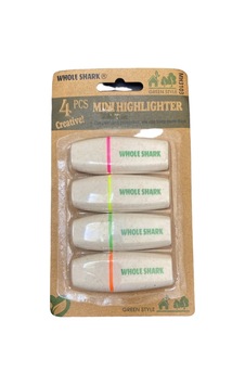 Whole Shark Mini Highlighter 4'lü Set Ekolojik Fosforlu Kalem Pembe Sarı Yeşil Turuncu Green Style Mh3103