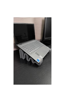 Gri Dekoratif Dalga Tasarımlı Çok Amaçlı Telefon , Tablet Ve Laptop Standı Gri Gri