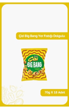 Çizi Big Bang Yer Fıstığı Dolgulu Mini Kraker - 70 Gram - 18 Adet Çizi Big Bang Yer Fıstığı Dolgulu Mini Kraker - 70 Gram - 18 Adet