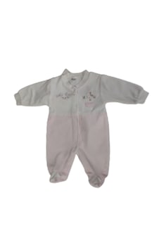 Gaye Bebe Bebek Tulum Kız Çocuk Kadife Tavsan Figürlü 8 Pembe - Beyaz