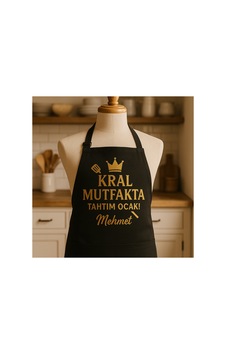 Kral Mutfakta Tahtım Ocak İsme Özel Siyah Mutfak Önlüğü Siyah Kral Mutfakta Tahtım Ocak İsme Özel Siyah Mutfak Önlüğü Siyah