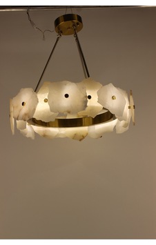 Modern Ham Mermer Parçalı 3 Renk Led Bronz Eskitme Sarkıt Avize Gold