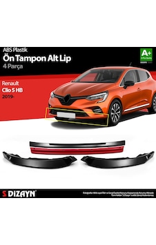 Renault Clio Uyumlu 5 Hatchback Abs Plastik Ön Tampon Alt Lip Kırmızı Ekli 4 Parça. 2019 Üzeri A+kalite Parça