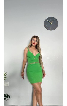 Tane Tasarım Taşlı Etek Büstiyer Askılı Crop Alt Üst Takım Yeşil Yeşil Tane Tasarım Taşlı Etek Büstiyer Askılı Crop Alt Üst Takım Yeşil Yeşil