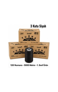 Tuana Polyester Dikiş İpliği 120 Numara 5000 Metre Siyah 18 Bobin 3 Kutu Makine İpi Dikiş İpi Tuana Polyester Dikiş İpliği 120 Numara 5000 Metre Siyah 18 Bobin 3 Kutu Makine İpi Dikiş İpi