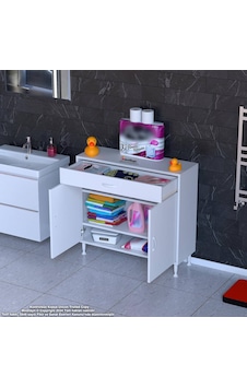 Modilayn Emir 90 X 88 X 32,5 Cm 1 Çekmece 2 Kapak 2 Raf 3 Bölme Çok Amaçlı Banyo & Mutfak Dolabı Beyaz Modilayn Emir 90 X 88 X 32,5 Cm 1 Çekmece 2 Kapak 2 Raf 3 Bölme Çok Amaçlı Banyo & Mutfak Dolabı Beyaz