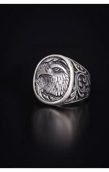 Encili Silver 925 Ayar Gümüş Özel Tasarım Kartal Figürlü Erkek Yüzük Gümüş Encili Silver 925 Ayar Gümüş Özel Tasarım Kartal Figürlü Erkek Yüzük Gümüş