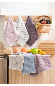 6 Lı El Yüz Mutfak Havlusu Seti Zincir Desen 30 X 50 Cm Çok Renkli
