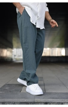Butik İstanbul Erkek Ham Keten Beli Lastikli Cepli Regular Fit Boru Paça Pantolon - İndigo Butik İstanbul Erkek Ham Keten Beli Lastikli Cepli Regular Fit Boru Paça Pantolon - İndigo