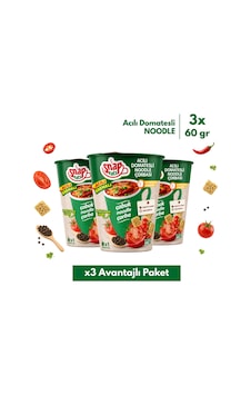 Snapeats Bardakta Acılı Domatesli Noodle Çorbası 60g X3 Snapeats Bardakta Acılı Domatesli Noodle Çorbası 60g X3