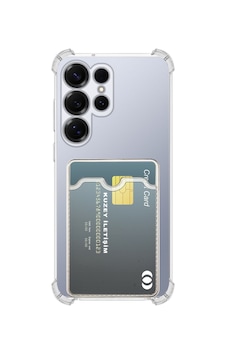 Samsung Galaxy S25 Ultra İle Uyumlu Kapak Kamera Korumalı Kartlıklı Darbe Emici Şeffaf Silikon Kılıf