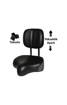 Arkalıklı Sele Scooter Bisiklet Uyumlu Yükseklik Ayarlı Takoz Ve Yay Bağlantılı Siyah