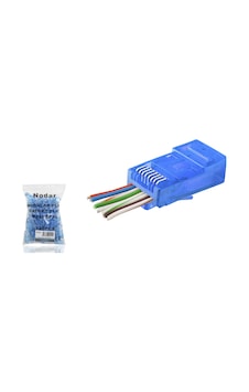 Cat6 Ez Rj45 Konnektör - 100 Adet Mavi / Ekonomik Poşet Paket Nd2412