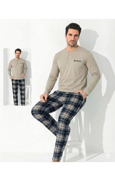 Modadua Boyraz 0697 Erkek Uzun Kol Penye Pijama Takımı Bej Modadua Boyraz 0697 Erkek Uzun Kol Penye Pijama Takımı Bej