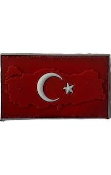 Single Sword Plastik Patch Harita Bayrak Kırmızı Çok Renkli