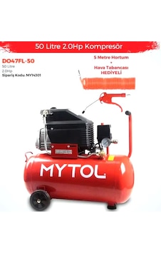 Mytol DO47FL-50 Hava Kompresörü 50 L + 5 M Hortum + Hava Tabancası Set Mytol DO47FL-50 Hava Kompresörü 50 L + 5 M Hortum + Hava Tabancası Set