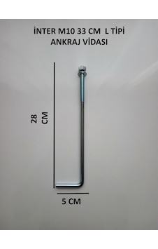 İnter L Tipi Ankraj Vidası M10 33cm M33 İnter L Tipi Ankraj Vidası M10 33cm M33