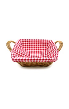 İbico Ekmek Sepeti Kare Renkli Bezli Ahşap Hasır 23cm 36cm