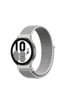 Galaxy Uyumlu  Watch 4 Hasırlı Cırtcırtlı Kordon - Beyaz